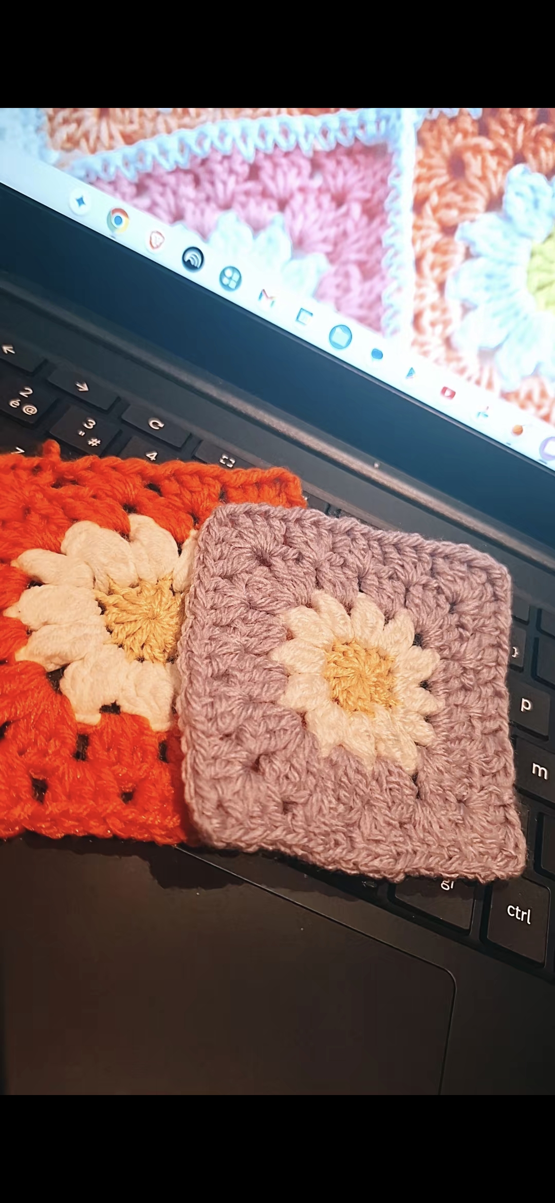 granny square flower, Crochet