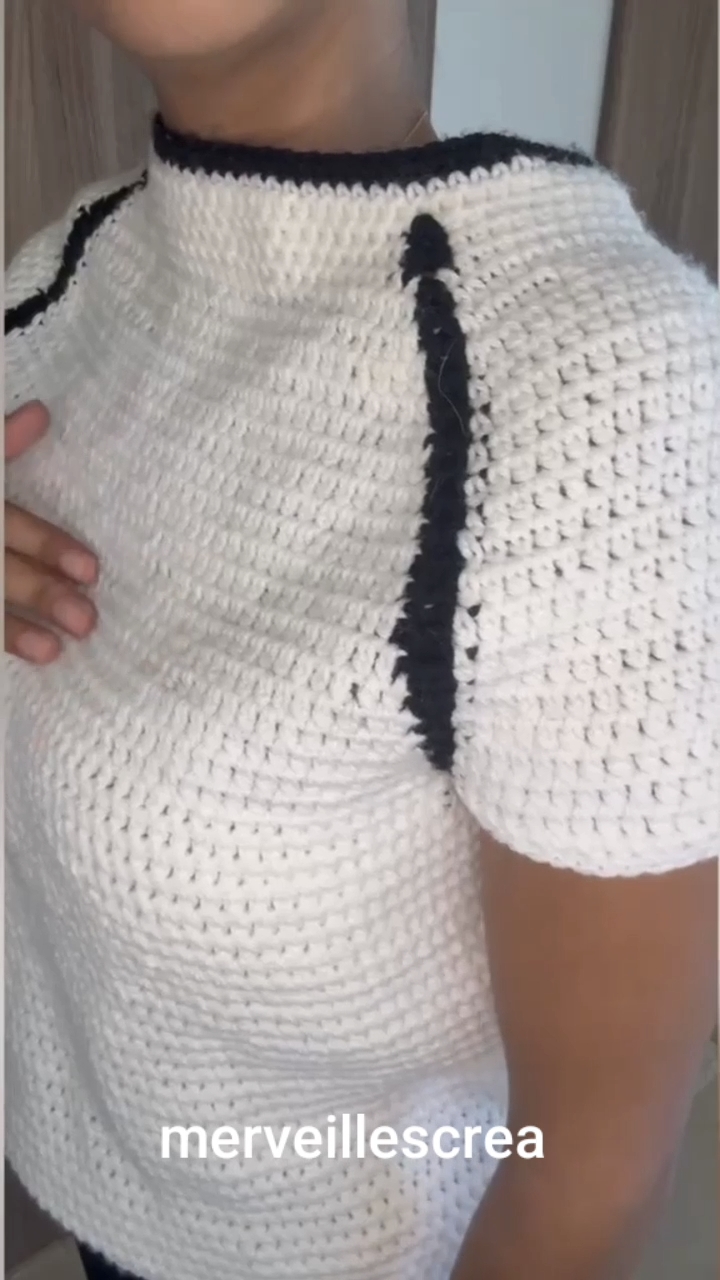 Patron pull Raglan Bicolore Top Down - PDF Français - XS à 2XL, vue 2
