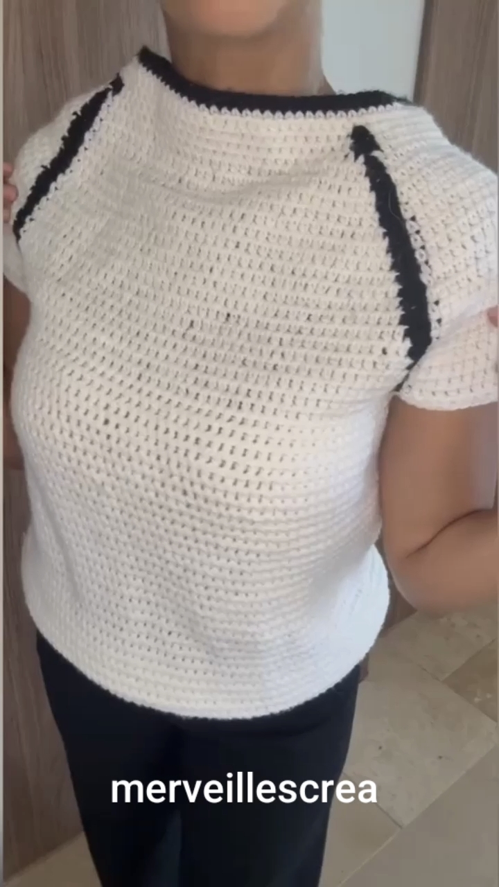 Patron pull Raglan Bicolore Top Down - PDF Français - XS à 2XL, vue 3