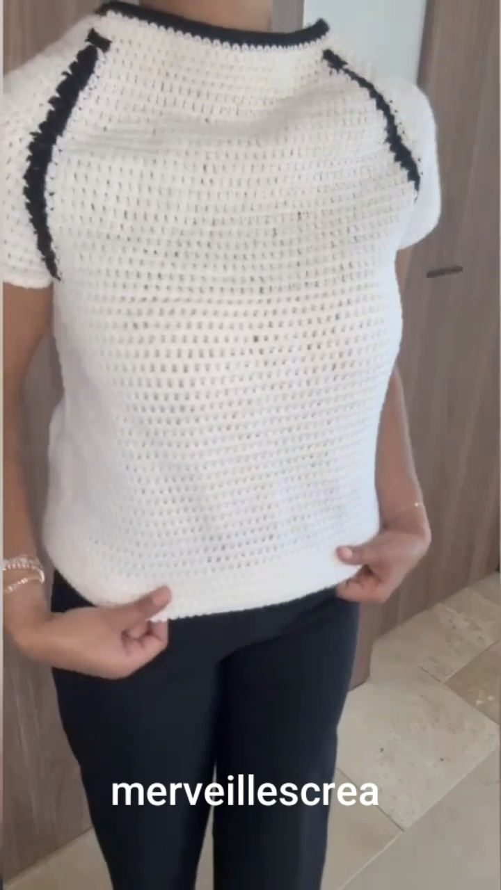 Patron pull Raglan Bicolore Top Down - PDF Français - XS à 2XL, vue 5