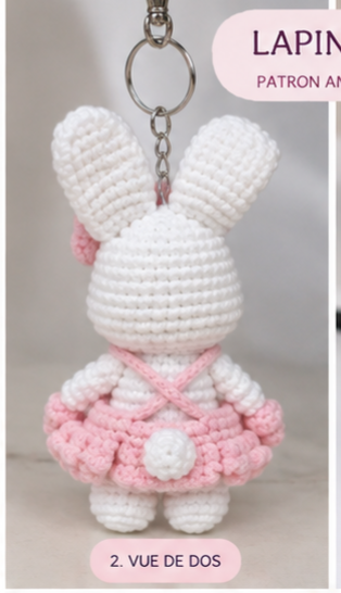 Lapinette Rose – Patron Amigurumi Porte-Clés, vue 2