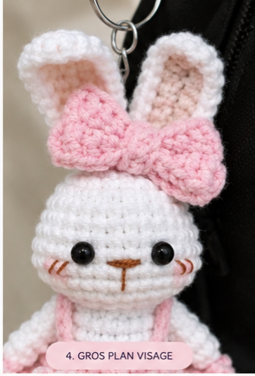 Lapinette Rose – Patron Amigurumi Porte-Clés, vue 4